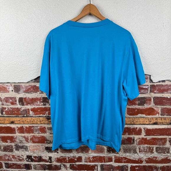 Vintage Flower Shirt Sz XL Blue Single Stitch Crewneck Floral Leaves Casual 90s - Picture 9 of 9